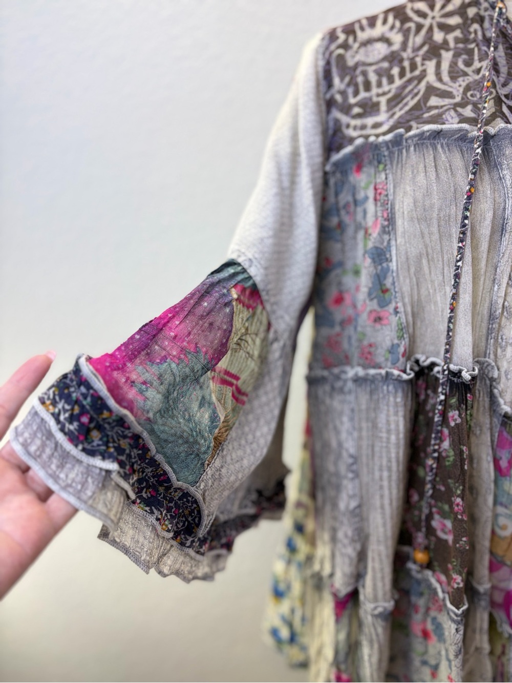 Young Threads Patchwork Boho Oversized Tunic Top Multicolor Small - Picture 6 of 15